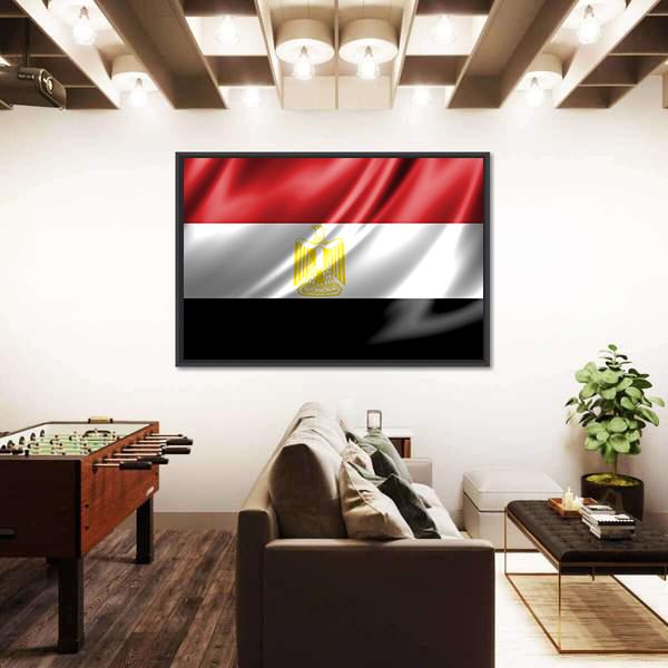 Waving Egypt Flag Panoramic Canvas Wall Art-1 Piece-36" x 12"-Tiaracle