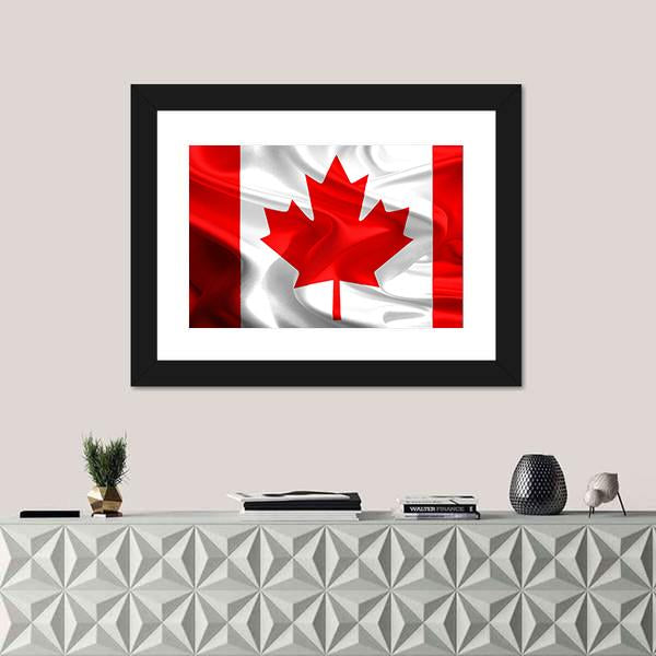 Waving Fabric Flag Of Canada Canvas Wall Art-1 Piece-Framed Print-20" x 16"-Tiaracle