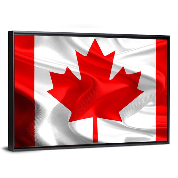 Waving Fabric Flag Of Canada Canvas Wall Art-3 Horizontal-Gallery Wrap-25" x 16"-Tiaracle