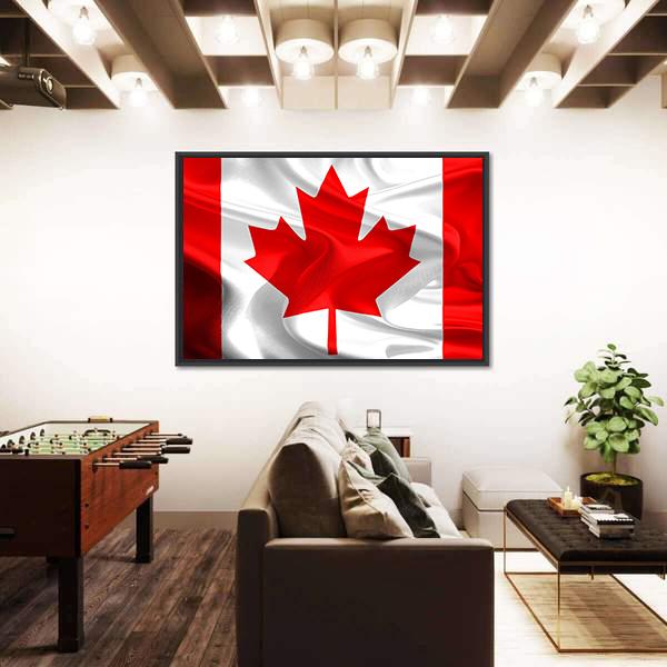 Waving Fabric Flag Of Canada Canvas Wall Art-3 Horizontal-Gallery Wrap-25" x 16"-Tiaracle