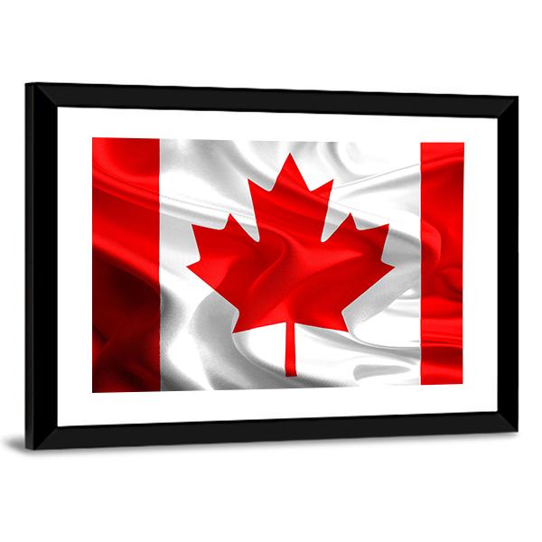 Waving Fabric Flag Of Canada Canvas Wall Art-5 Horizontal-Gallery Wrap-22" x 12"-Tiaracle