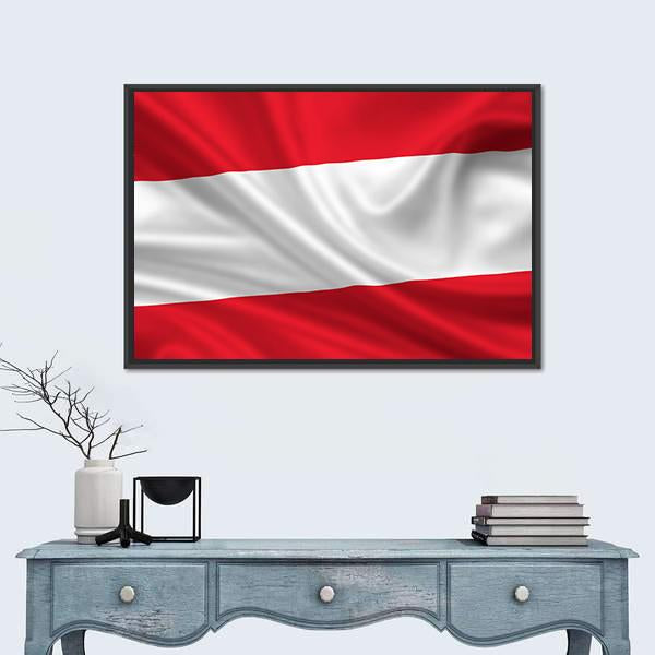 Waving Flag Of Austria Canvas Wall Art-1 Piece-Floating Frame-24" x 16"-Tiaracle