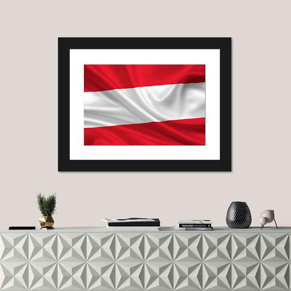 Waving Flag Of Austria Canvas Wall Art-1 Piece-Framed Print-20" x 16"-Tiaracle