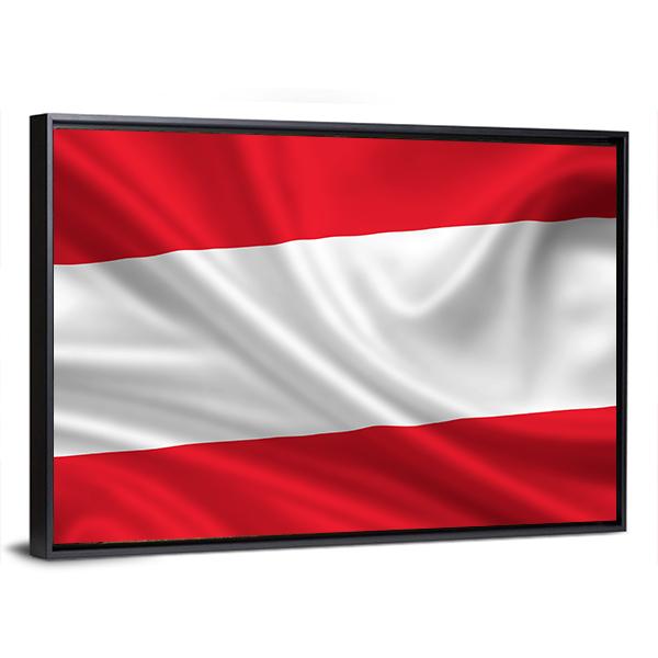 Waving Flag Of Austria Canvas Wall Art-3 Horizontal-Gallery Wrap-25" x 16"-Tiaracle
