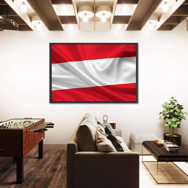 Waving Flag Of Austria Canvas Wall Art-3 Horizontal-Gallery Wrap-25" x 16"-Tiaracle