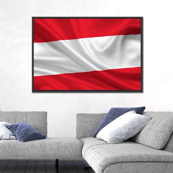 Waving Flag Of Austria Canvas Wall Art-3 Horizontal-Gallery Wrap-25" x 16"-Tiaracle