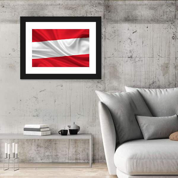 Waving Flag Of Austria Canvas Wall Art-3 Horizontal-Gallery Wrap-25" x 16"-Tiaracle