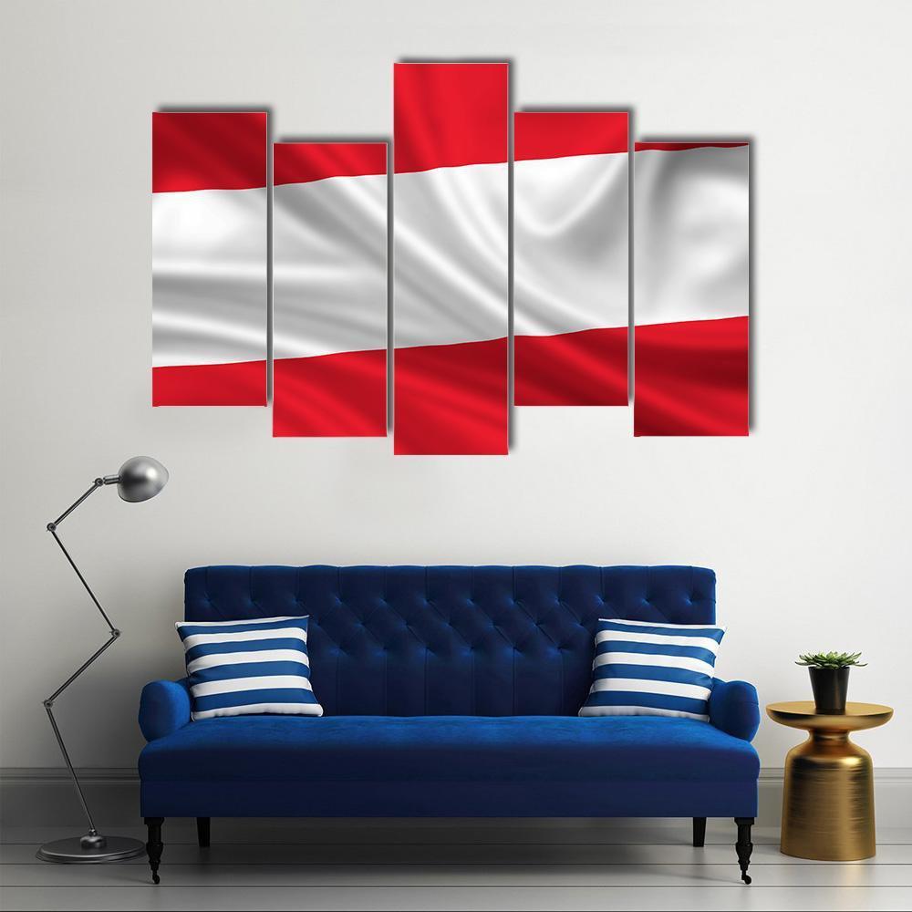 Waving Flag Of Austria Canvas Wall Art-3 Horizontal-Gallery Wrap-37" x 24"-Tiaracle