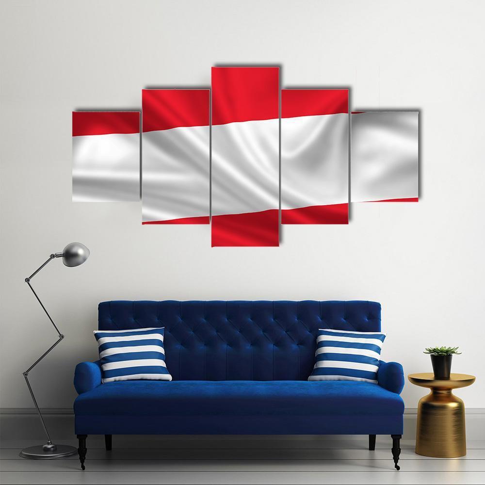 Waving Flag Of Austria Canvas Wall Art-5 Star-Gallery Wrap-62" x 32"-Tiaracle