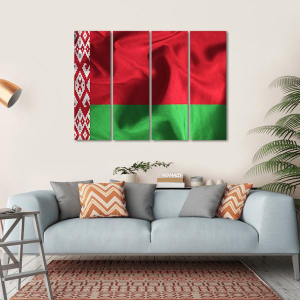Waving Flag Of Belarus Canvas Wall Art-4 Horizontal-Gallery Wrap-34" x 24"-Tiaracle