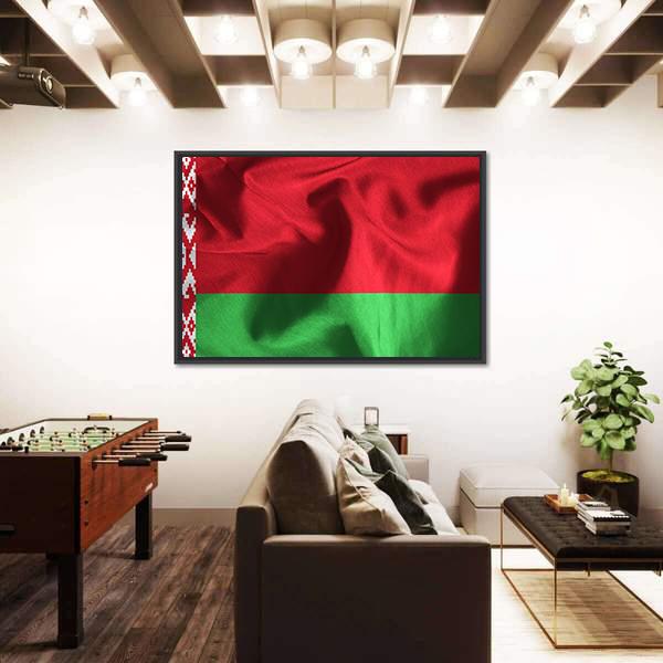 Waving Flag Of Belarus Canvas Wall Art-5 Horizontal-Gallery Wrap-22" x 12"-Tiaracle