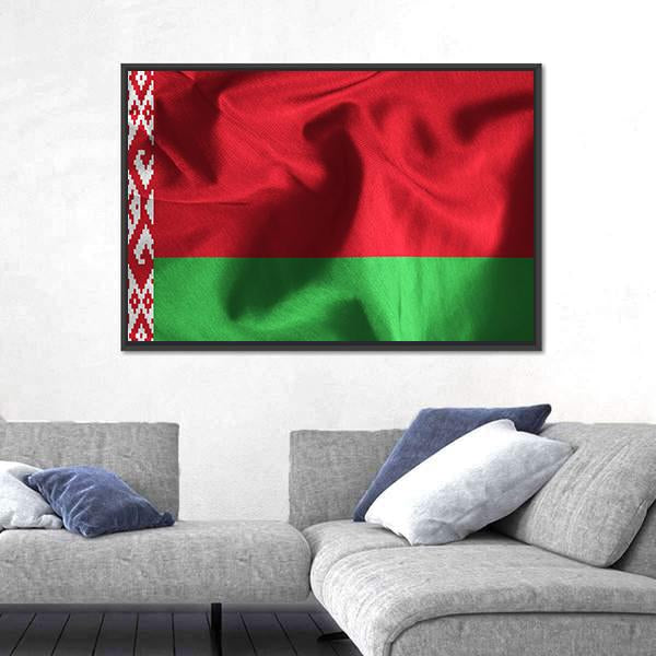 Waving Flag Of Belarus Canvas Wall Art-5 Horizontal-Gallery Wrap-22" x 12"-Tiaracle