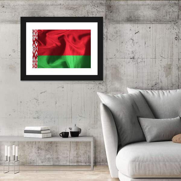 Waving Flag Of Belarus Canvas Wall Art-3 Horizontal-Gallery Wrap-25" x 16"-Tiaracle