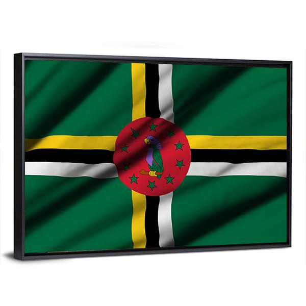 Waving Flag Of Dominica Canvas Wall Art-3 Horizontal-Gallery Wrap-25" x 16"-Tiaracle