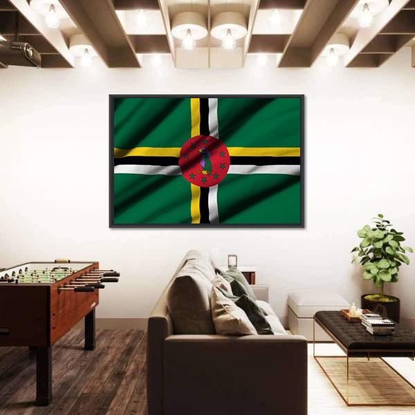 Waving Flag Of Dominica Canvas Wall Art-3 Horizontal-Gallery Wrap-25" x 16"-Tiaracle