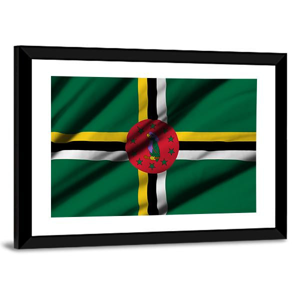 Waving Flag Of Dominica Canvas Wall Art-3 Horizontal-Gallery Wrap-25" x 16"-Tiaracle