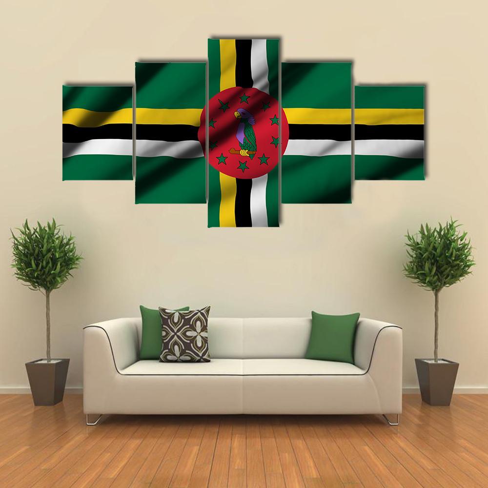 Waving Flag Of Dominica Canvas Wall Art-3 Horizontal-Gallery Wrap-37" x 24"-Tiaracle