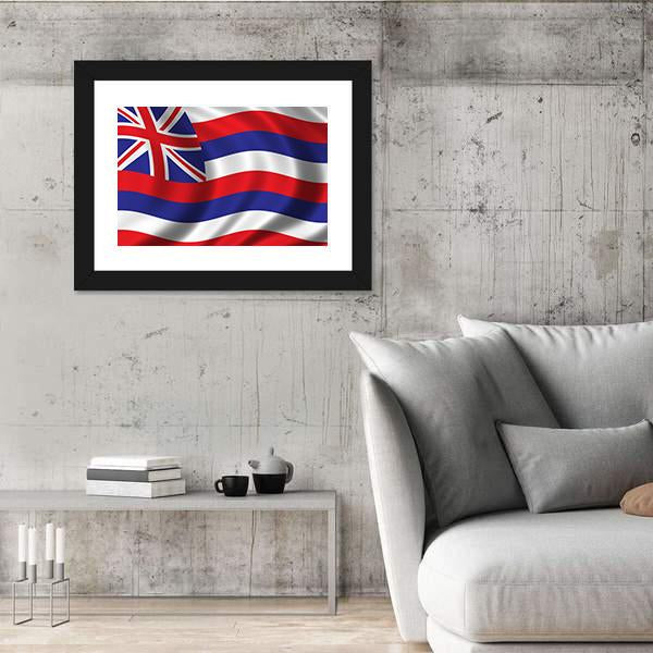 Waving Flag Of Hawaii Canvas Wall Art-5 Horizontal-Gallery Wrap-22" x 12"-Tiaracle