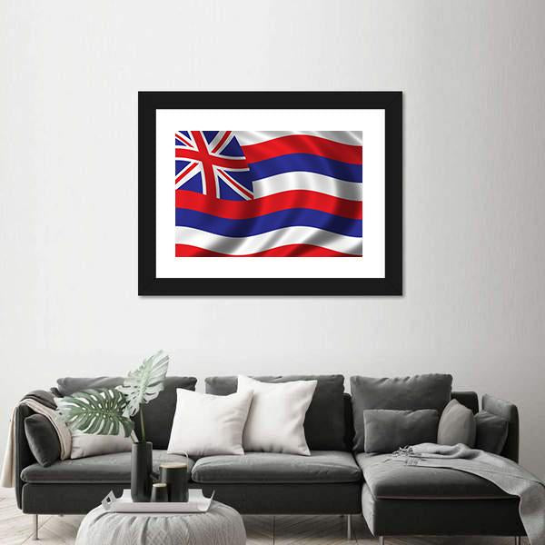 Waving Flag Of Hawaii Canvas Wall Art-3 Horizontal-Gallery Wrap-25" x 16"-Tiaracle