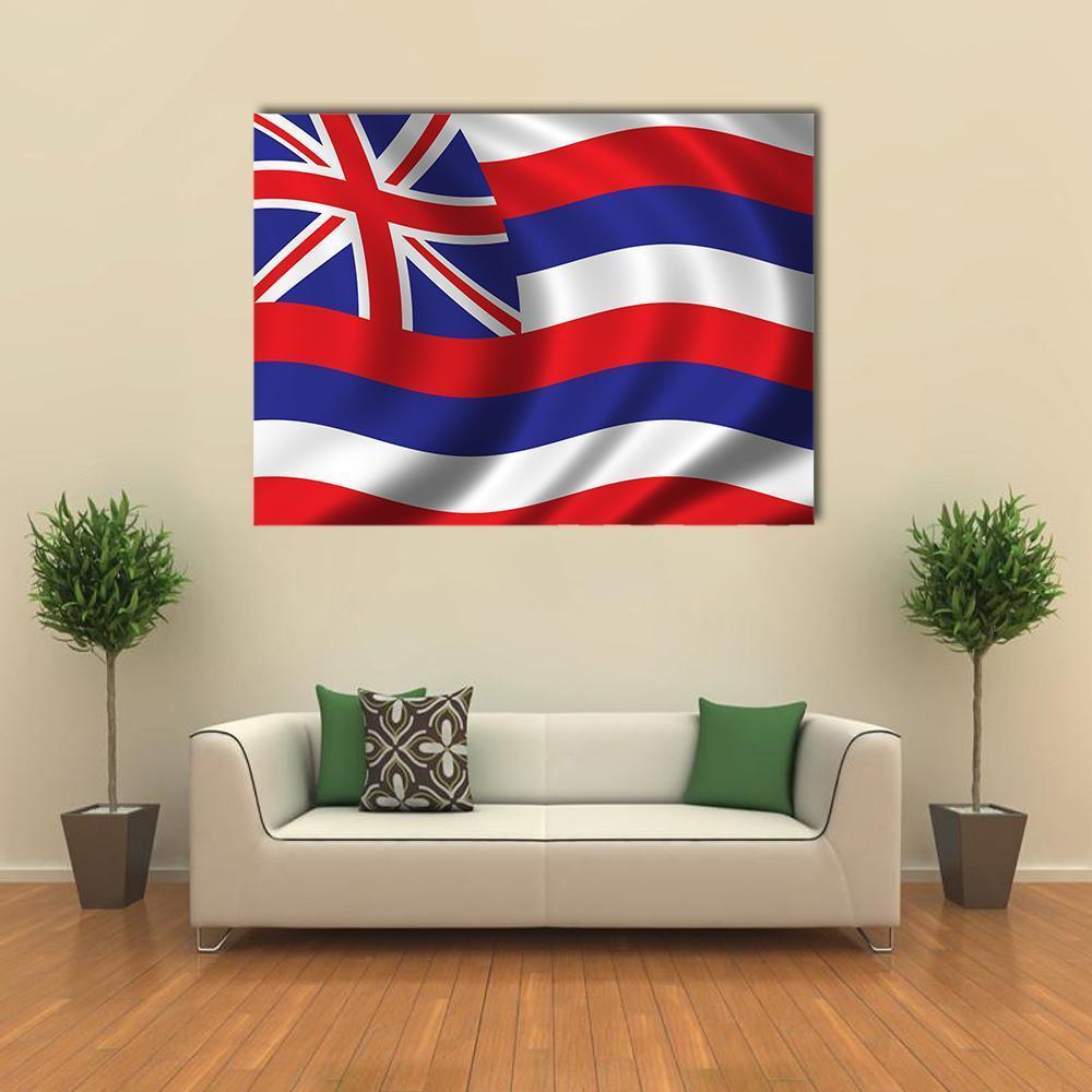 Waving Flag Of Hawaii Canvas Wall Art-5 Horizontal-Gallery Wrap-22" x 12"-Tiaracle