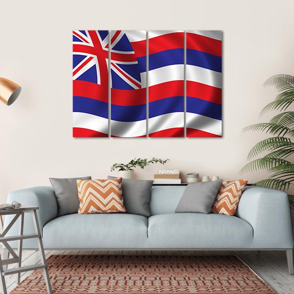 Waving Flag Of Hawaii Canvas Wall Art-4 Horizontal-Gallery Wrap-34" x 24"-Tiaracle