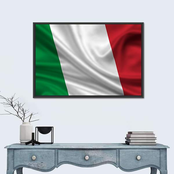 Waving Flag Of Italy Canvas Wall Art-1 Piece-Floating Frame-24" x 16"-Tiaracle