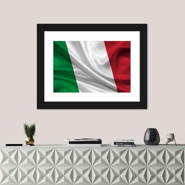 Waving Flag Of Italy Canvas Wall Art-1 Piece-Framed Print-20" x 16"-Tiaracle