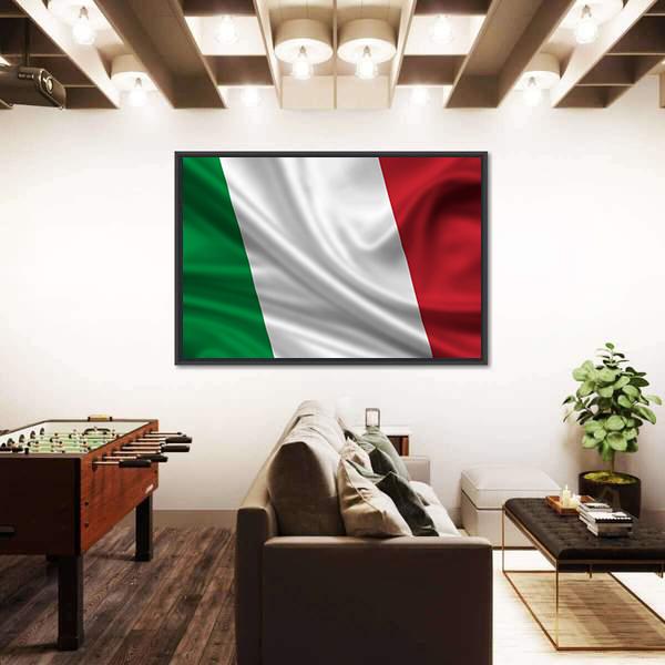 Waving Flag Of Italy Canvas Wall Art-5 Horizontal-Gallery Wrap-22" x 12"-Tiaracle