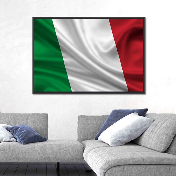 Waving Flag Of Italy Canvas Wall Art-5 Horizontal-Gallery Wrap-22" x 12"-Tiaracle