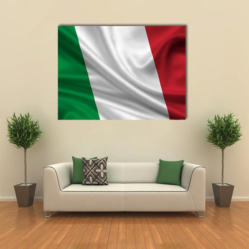 Waving Flag Of Italy Canvas Wall Art-5 Horizontal-Gallery Wrap-22" x 12"-Tiaracle