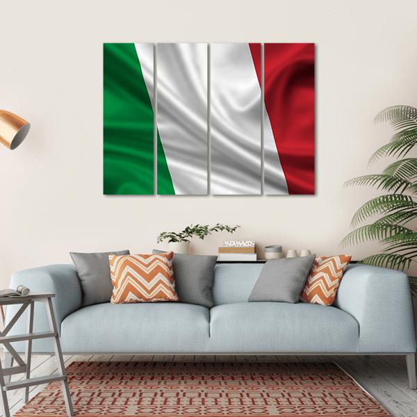Waving Flag Of Italy Canvas Wall Art-4 Horizontal-Gallery Wrap-34" x 24"-Tiaracle