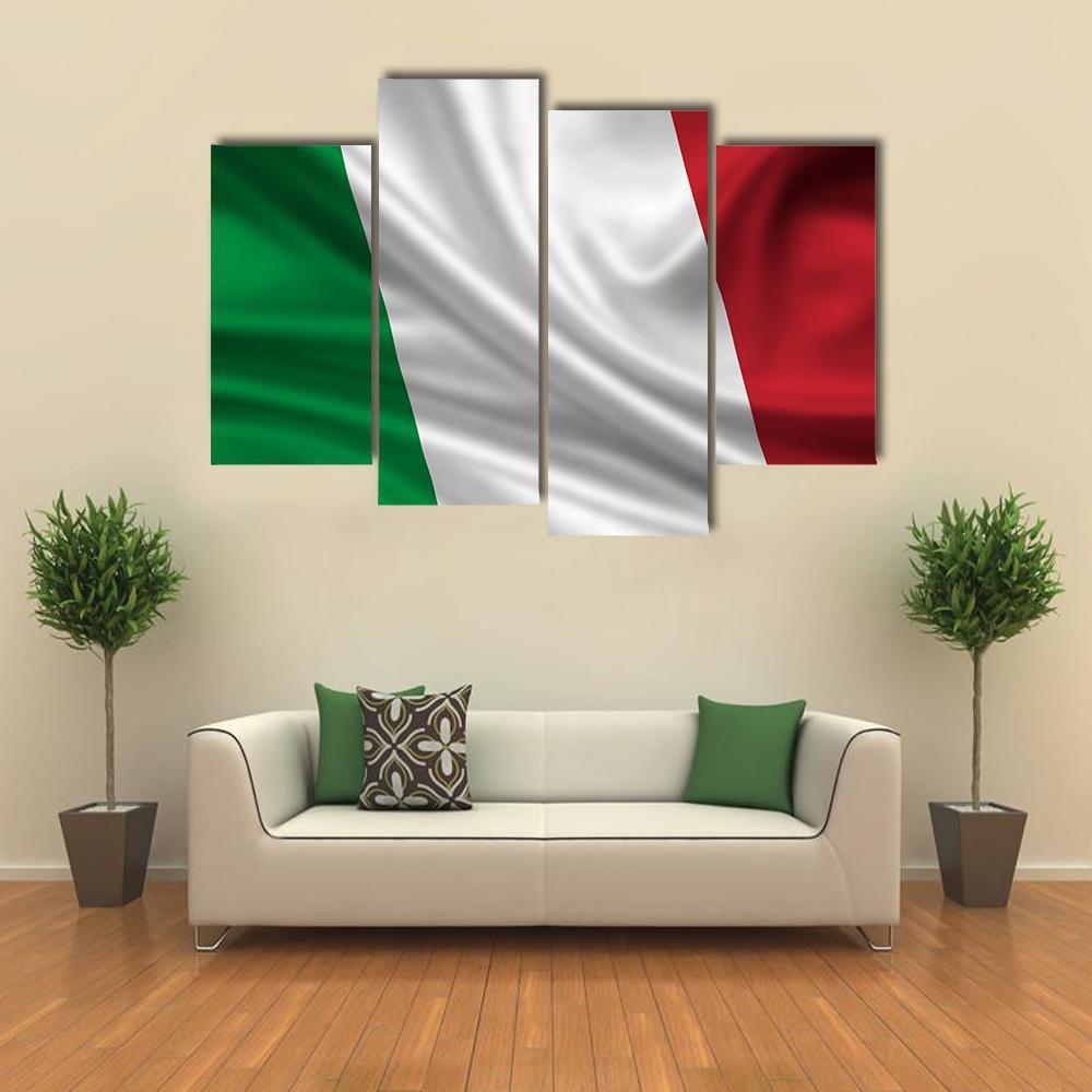 Waving Flag Of Italy Canvas Wall Art-4 Pop-Gallery Wrap-50" x 32"-Tiaracle
