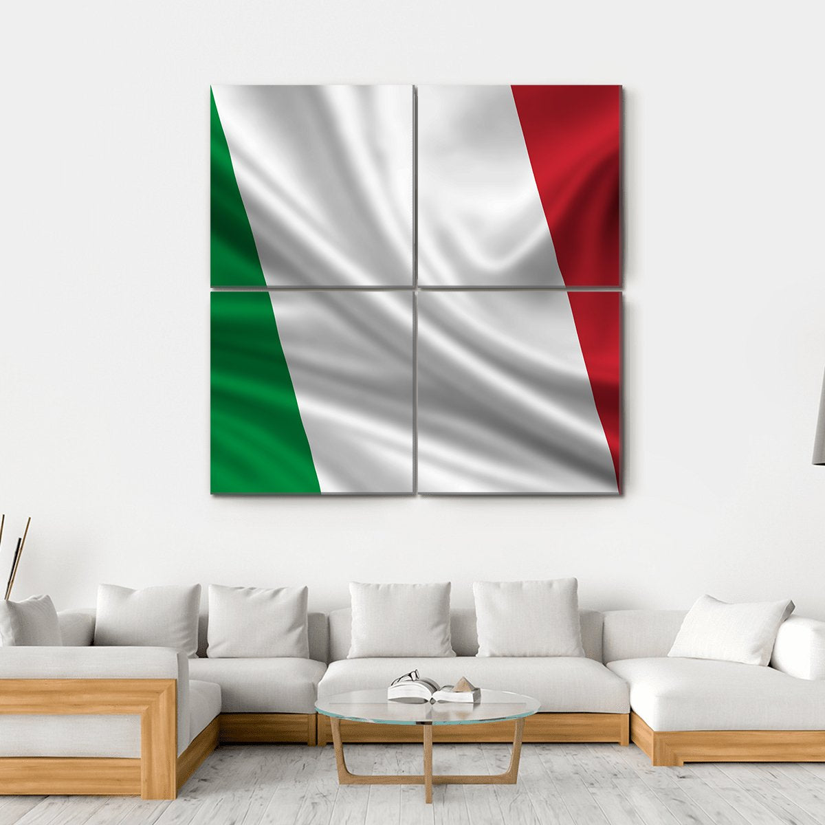Waving Flag Of Italy Canvas Wall Art-4 Square-Gallery Wrap-17" x 17"-Tiaracle