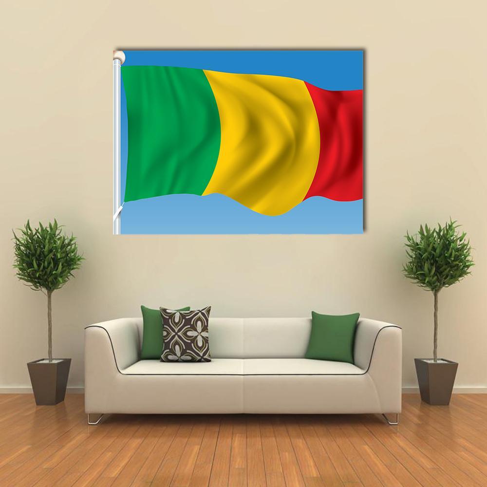 Waving Flag of Mali Canvas Wall Art-5 Horizontal-Gallery Wrap-22" x 12"-Tiaracle