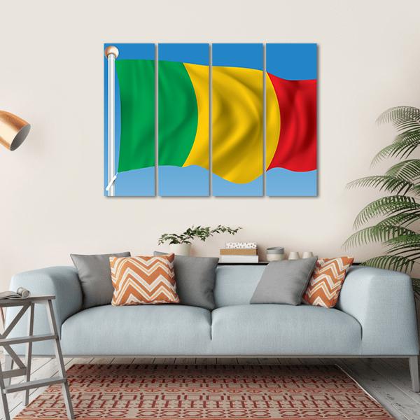 Waving Flag of Mali Canvas Wall Art-4 Horizontal-Gallery Wrap-34" x 24"-Tiaracle