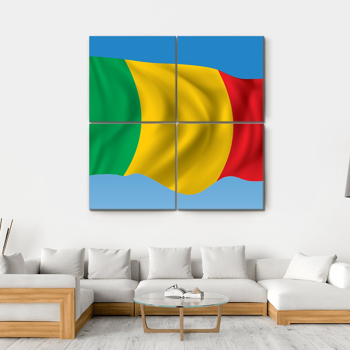 Waving Flag of Mali Canvas Wall Art-4 Square-Gallery Wrap-17" x 17"-Tiaracle