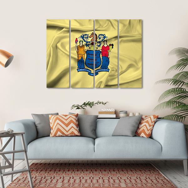 Waving Flag Of New Jersey Canvas Wall Art-4 Horizontal-Gallery Wrap-34" x 24"-Tiaracle