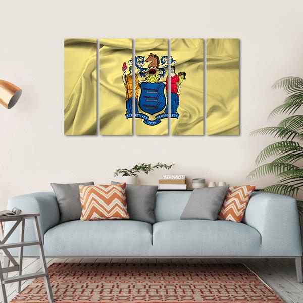 Waving Flag Of New Jersey Canvas Wall Art-5 Horizontal-Gallery Wrap-22" x 12"-Tiaracle