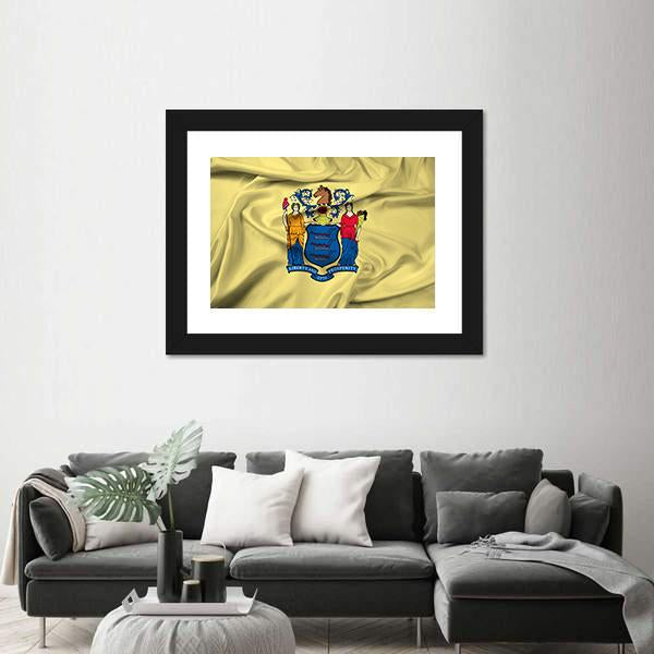 Waving Flag Of New Jersey Canvas Wall Art-5 Horizontal-Gallery Wrap-22" x 12"-Tiaracle