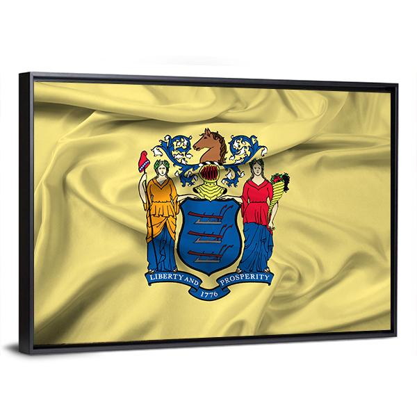 Waving Flag Of New Jersey Canvas Wall Art-5 Horizontal-Gallery Wrap-22" x 12"-Tiaracle
