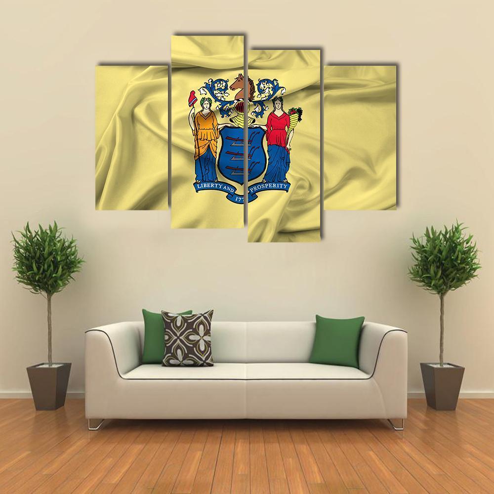 Waving Flag Of New Jersey Canvas Wall Art-4 Pop-Gallery Wrap-50" x 32"-Tiaracle