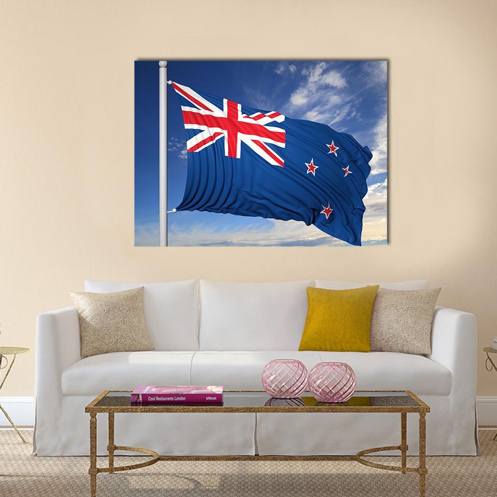 Waving Flag Of New Zealand Canvas Wall Art-1 Piece-Gallery Wrap-36" x 24"-Tiaracle