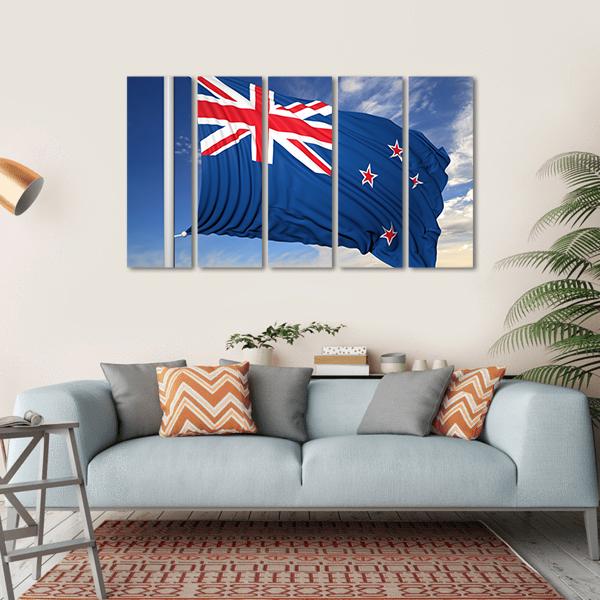 Waving Flag Of New Zealand Canvas Wall Art-5 Horizontal-Gallery Wrap-22" x 12"-Tiaracle