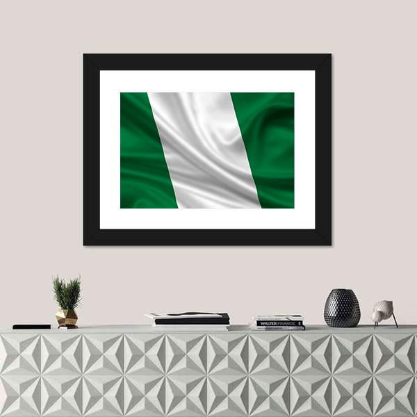 Waving Flag Of Nigeria Canvas Wall Art-1 Piece-Framed Print-20" x 16"-Tiaracle