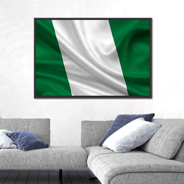 Waving Flag Of Nigeria Canvas Wall Art-5 Horizontal-Gallery Wrap-22" x 12"-Tiaracle
