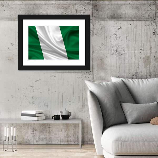 Waving Flag Of Nigeria Canvas Wall Art-5 Horizontal-Gallery Wrap-22" x 12"-Tiaracle