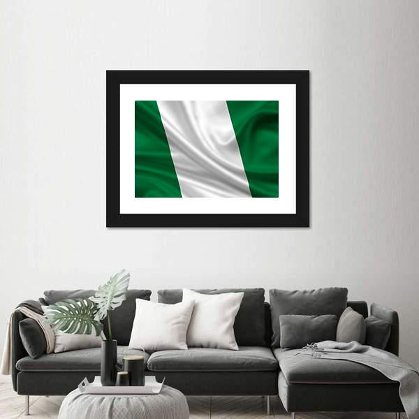 Waving Flag Of Nigeria Canvas Wall Art-3 Horizontal-Gallery Wrap-25" x 16"-Tiaracle