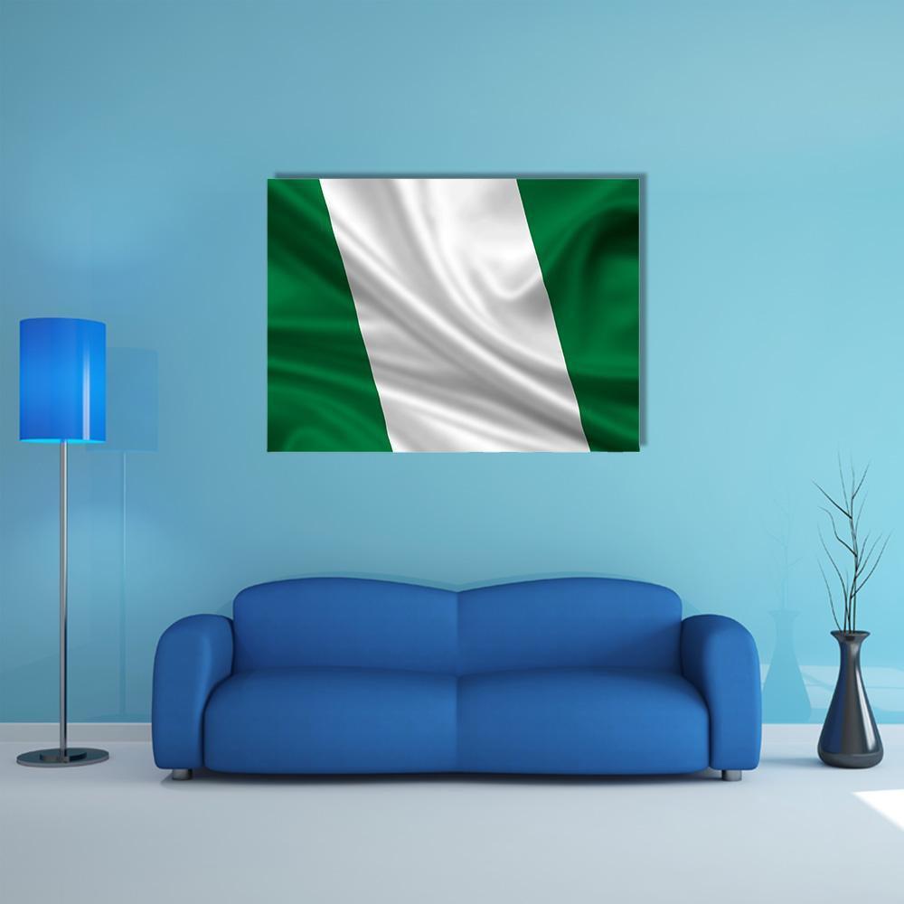 Waving Flag Of Nigeria Canvas Wall Art-1 Piece-Gallery Wrap-48" x 32"-Tiaracle