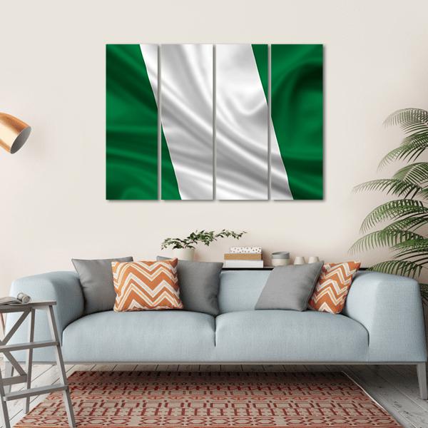 Waving Flag Of Nigeria Canvas Wall Art-4 Horizontal-Gallery Wrap-34" x 24"-Tiaracle