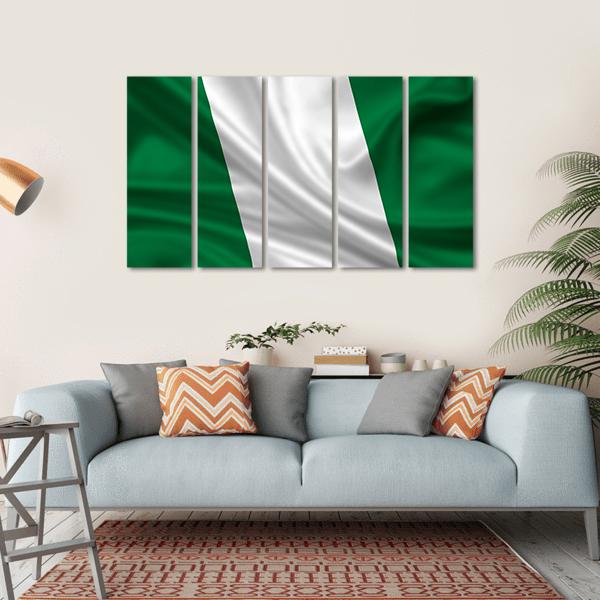 Waving Flag Of Nigeria Canvas Wall Art-5 Horizontal-Gallery Wrap-22" x 12"-Tiaracle